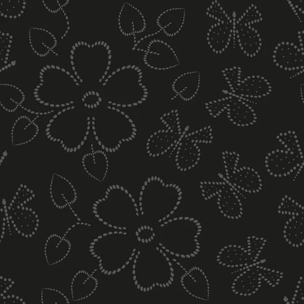 Papillon fin fleur motif sans couture — Image vectorielle