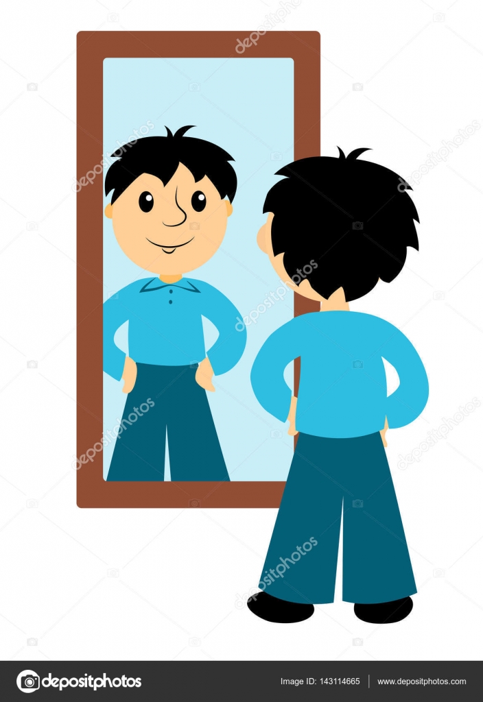 Clipart Child Looking In Mirror The Boy Looks In A Mirror Stock Vector C Amalga