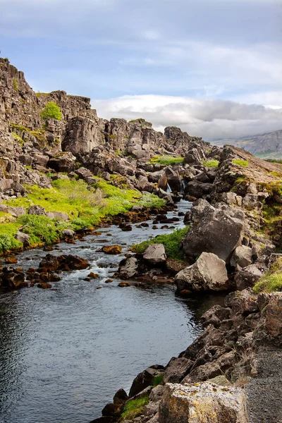 Euroasijské Severoamerické Tektonické Desky Národní Park Thingvellir Island — Stock fotografie