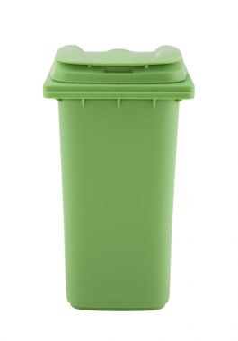 İzole kırpma yolu beyaz zemin üzerine yeşil geri dönüşüm kutusu 