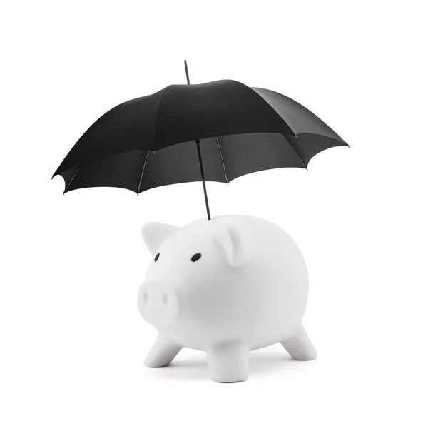 stock image Financial insurance. White piggy bank with umbrella 