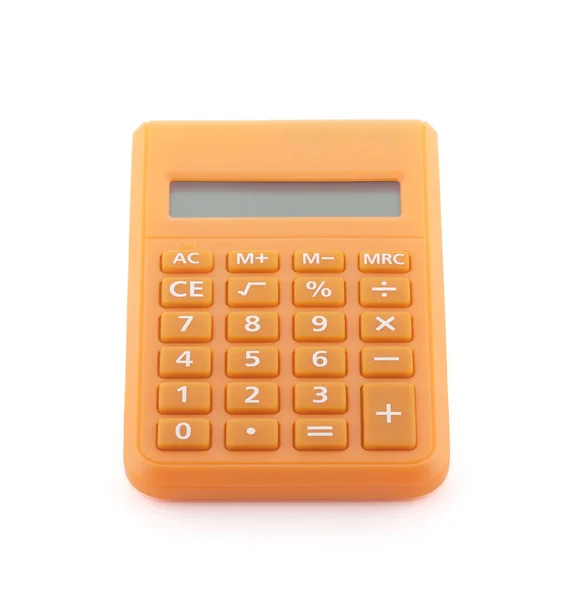 Calculatrice orange isolée sur blanc avec chemin de coupe — Photo