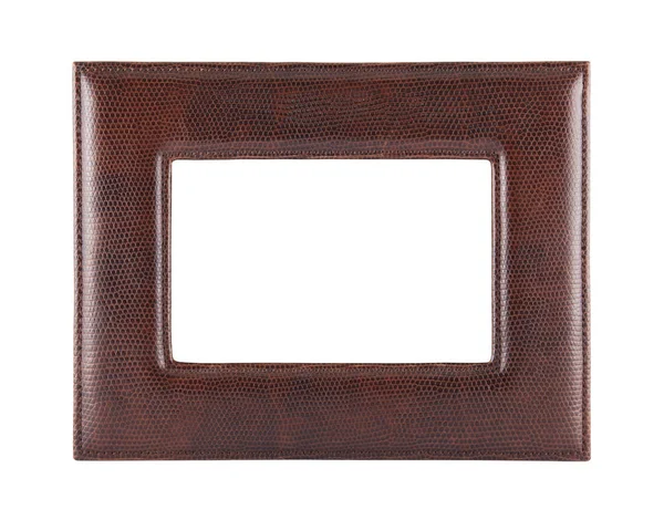 Leather photo frame isolated on white with clipping path — Stock Photo, Image