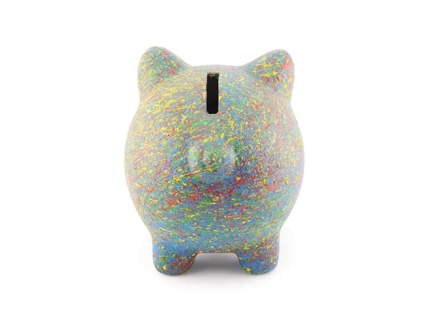 Colorful painted piggy bank with clipping path — Stock Photo, Image