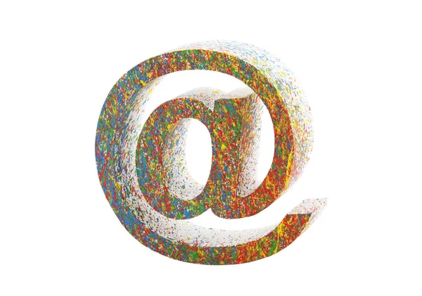 Colorful painted email symbol isolated on white with clipping path — Stock Photo, Image