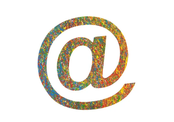 Colorful painted email symbol isolated on white with clipping path — Stock Photo, Image