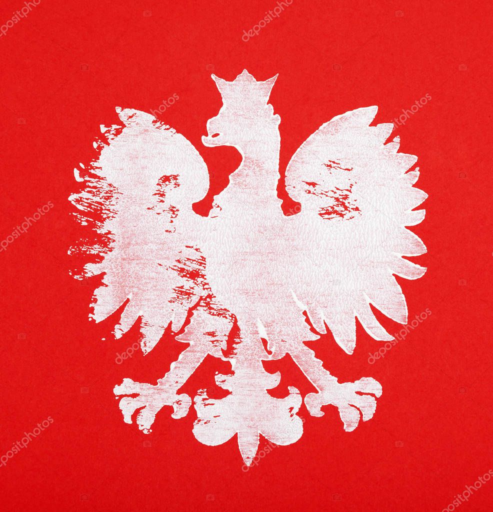 Polish coat of arms on red background 