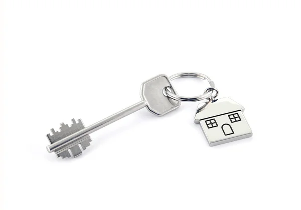 House key on white background with clipping path — Stock Photo, Image