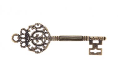 Kırpma yolu ile beyaz arka plan üzerinde izole antika anahtar 