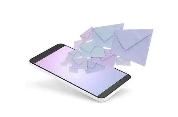 Smartphone Com Envelopes Saindo Tela — Fotografia de Stock