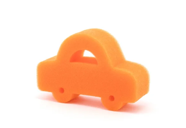 Orange Car Shape Sponge White Background — Stock Photo, Image