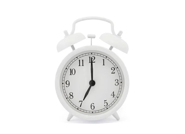 Relógio Alarme Estilo Antigo Branco Com Caminho Recorte — Fotografia de Stock