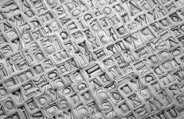 Vieux Papier Lettres Blocs Fond Imprimé Dans Argile Modeler — Photo