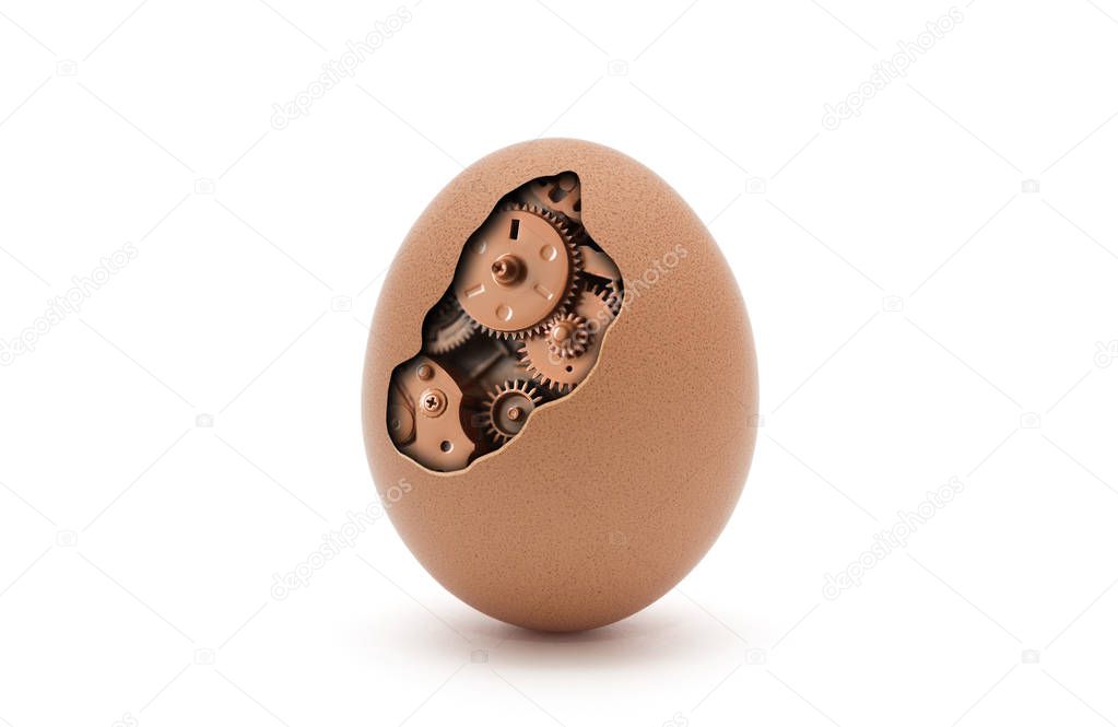 Mechanical egg isolated on white with clipping path 