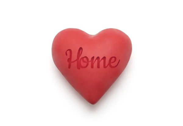 Cuore Rosso Con Scritta Home Word Sfondo Bianco Con Percorso — Foto Stock