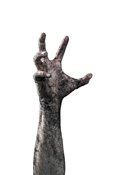 Zombie Hand Vuil Met Bodem Geïsoleerd Witte Achtergrond — Stockfoto