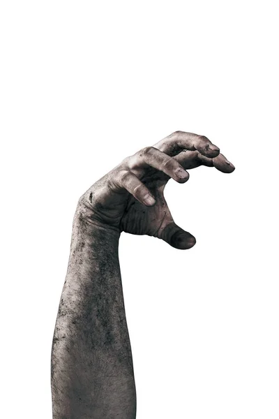 Zombie Hand Vuil Met Bodem Geïsoleerd Witte Achtergrond — Stockfoto