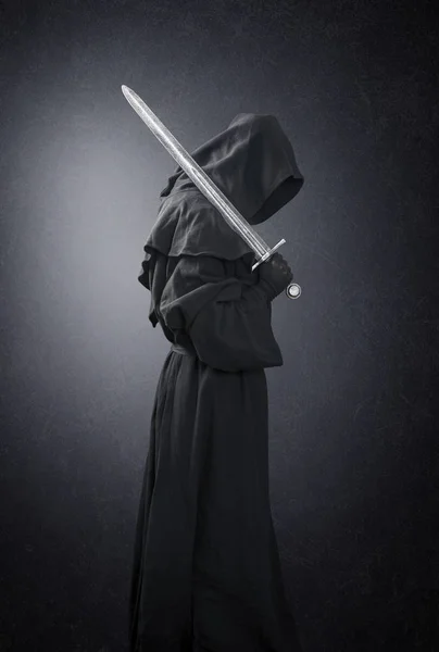 Ghostly Figure Medieval Sword Dark Clipping Path — Stock Photo, Image