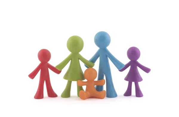 Colorful Family Figurines White Background Clipping Path — Stock Photo, Image