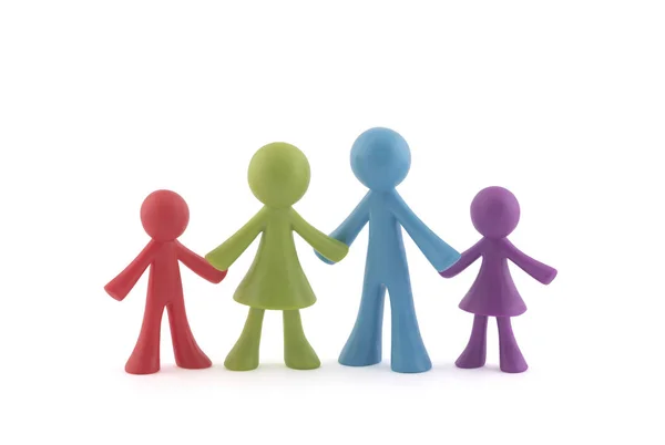 Colorful Family Figurines White Background Clipping Path — Stock Photo, Image