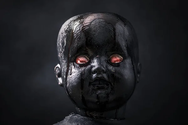 Creepy Bloody Doll Dark — Stock Photo, Image