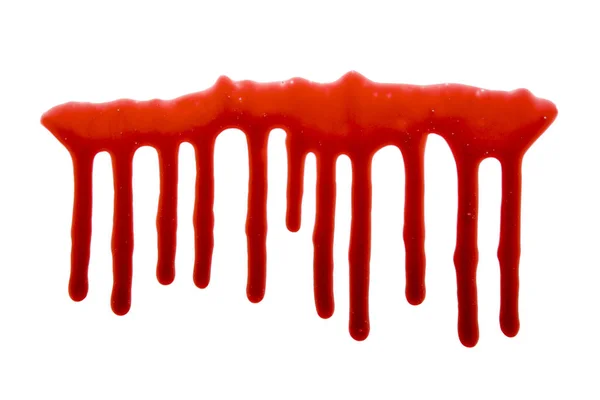 Droppande Blod Isolerat Vitt Med Klippning Väg — Stockfoto