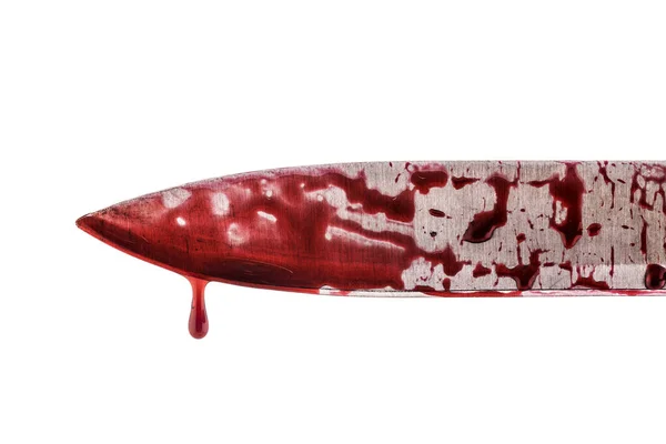 Krwawe Ostrze Noża Izolowane Białym Tle — Zdjęcie stockowe