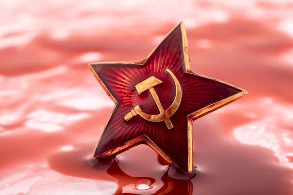 血のソ連の赤い星のバッジ — ストック写真