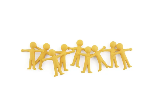 Group People Figures Sticking Together White Background Clipping Path — Stock Photo, Image