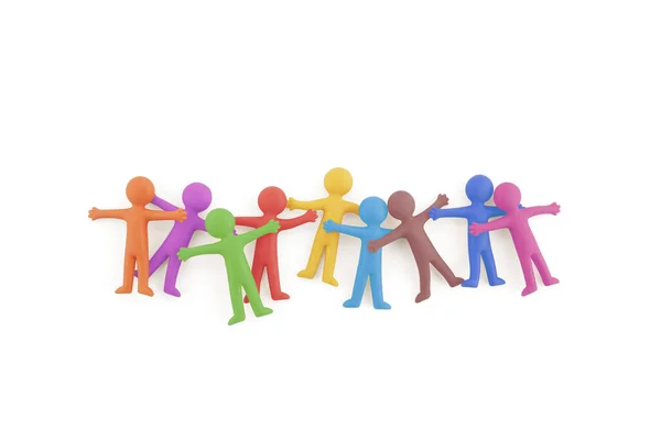 Stock image Group of colorful people figures sticking together on white background with clipping path