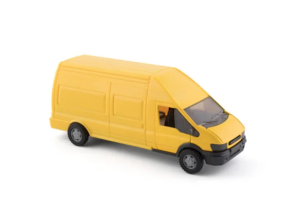 Yellow Transport Van Car White Background Clipping Path — Stock Photo, Image