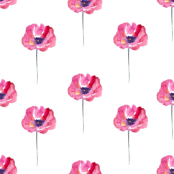 Seamless pattern of watercolor flowers on a white background — Stock Photo, Image