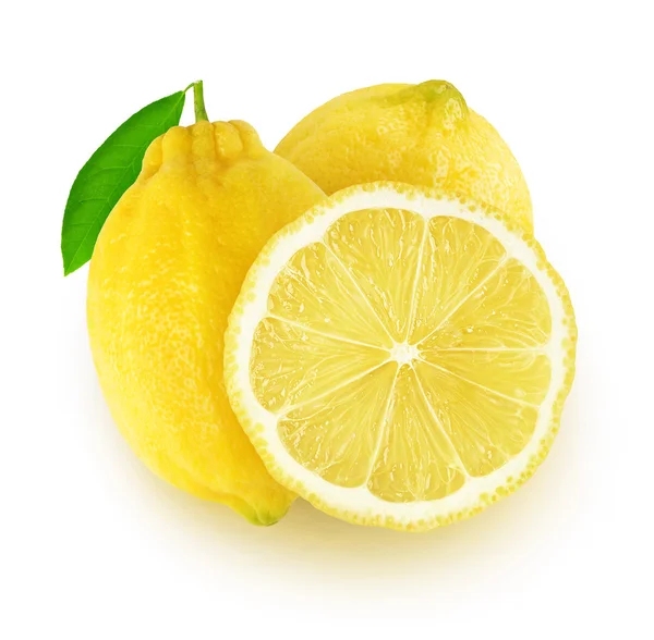 Two and a slice isolated lemons — Stock Photo, Image