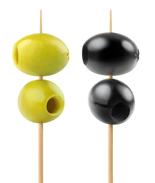 Isolated olives on skewers — Stock Photo, Image