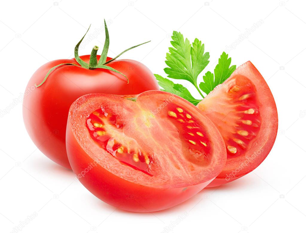 Isolated cut tomatoes