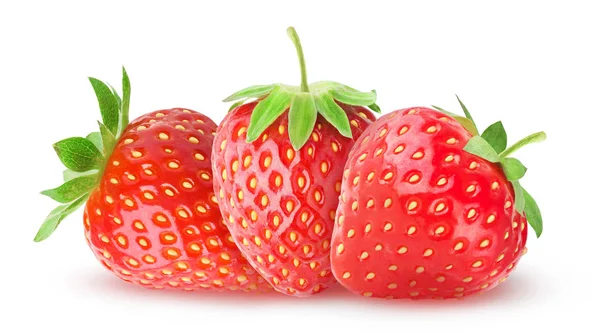 Three isolated strawberries — Stock Photo, Image