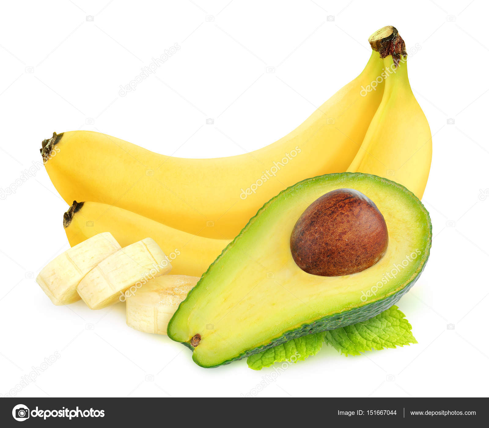 Isolated avocado and banana fruits Stock Photo by ©photomaru 151667044
