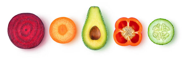 Isolated vegetable slices