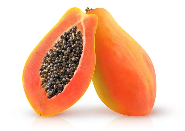 Geïsoleerde papaja helften — Stockfoto