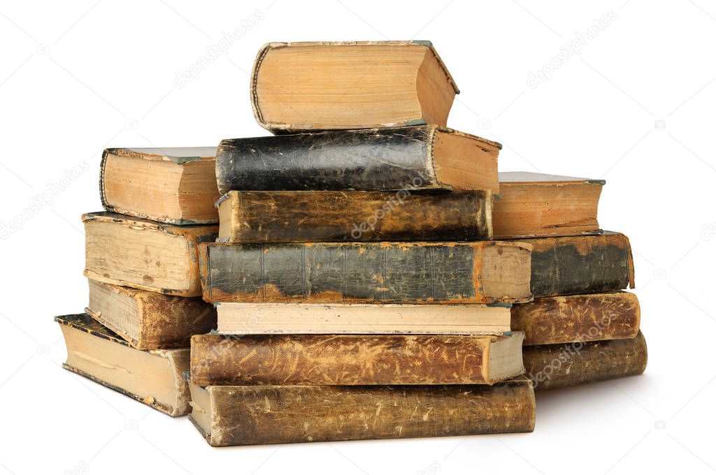 Isolated piles of books