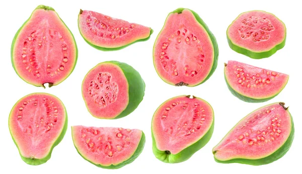 Pezzi di guava carnosa rosa isolati — Foto Stock