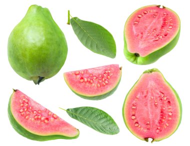 Isolated cut pink fleshed guava clipart