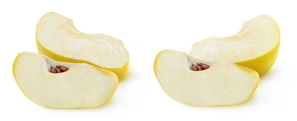 Isolated Quinces Two Images Quince Fruit Slices Isolated White Background — Stock Photo, Image