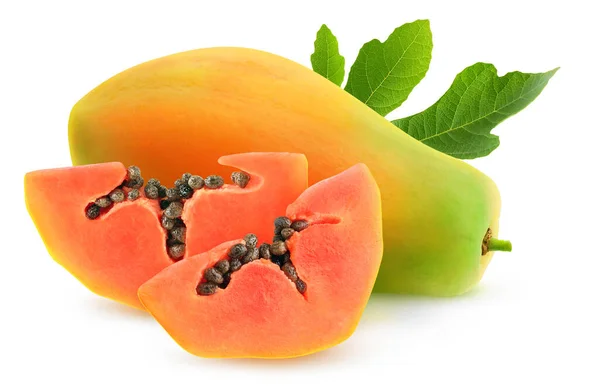 Ayrı Bir Papaya Bir Papaya Meyvesi Beyaz Arka Planda Izole — Stok fotoğraf