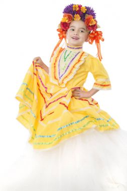 Geleneksel Meksika elbise ve saç parça