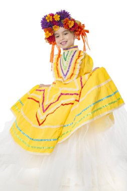 Geleneksel Meksika elbise ve saç parça