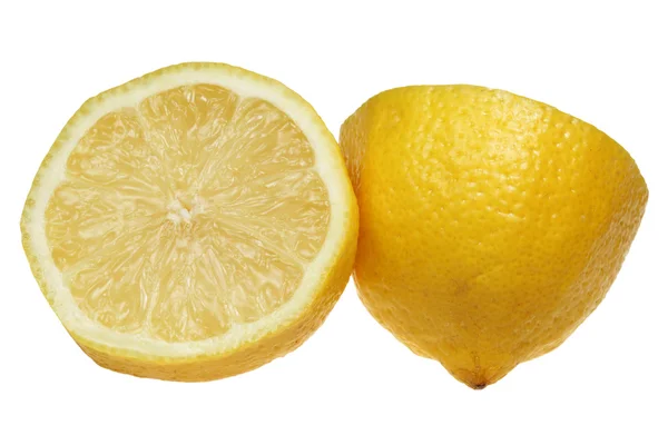 The lemon is cut in half on a white background — Stock Photo, Image