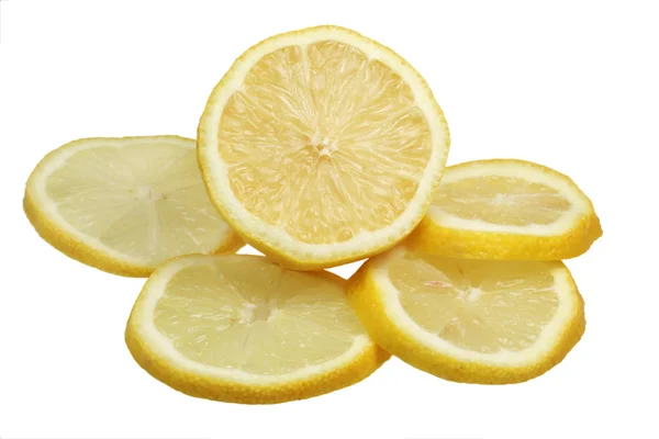 Lemon cutting by slices on a white background — Stock Photo, Image