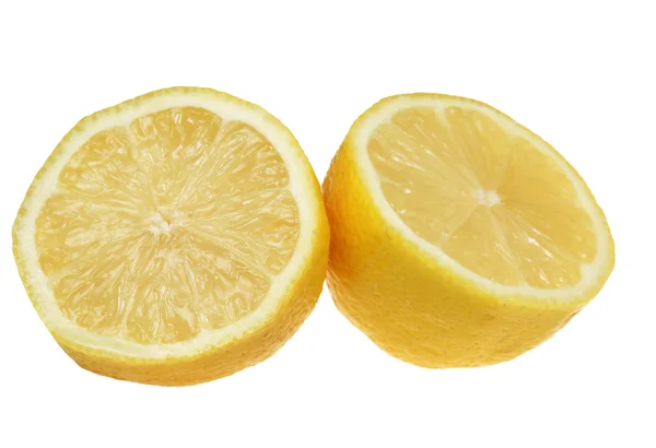 The lemon is cut in half on a white background — Stock Photo, Image