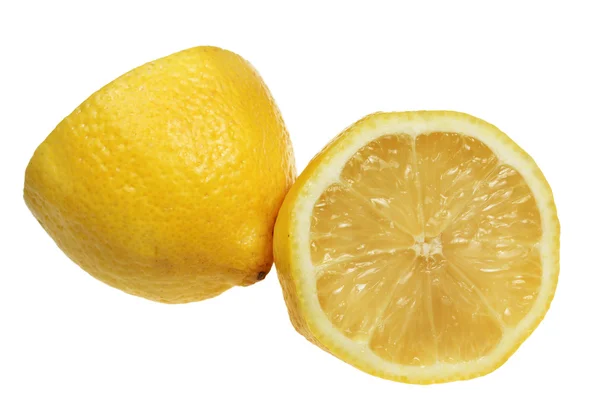 The lemon is cut in half on a white background — Stock Photo, Image